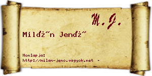 Milán Jenő névjegykártya